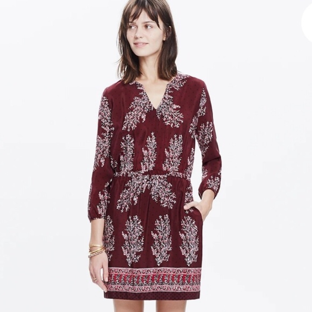 Madewell Lassi Silk Burgundy Mini Dress